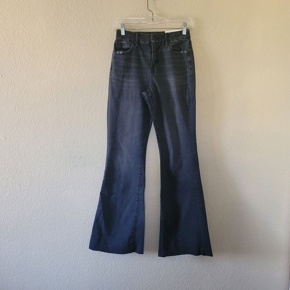 American Eagle Jeans Women Size 2 Black Curvy Stretch Super High Rise Flare Nwt